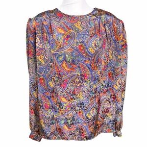 NICOLA Vintage 1980’s Multicolor Metallic Paisley Blouse
